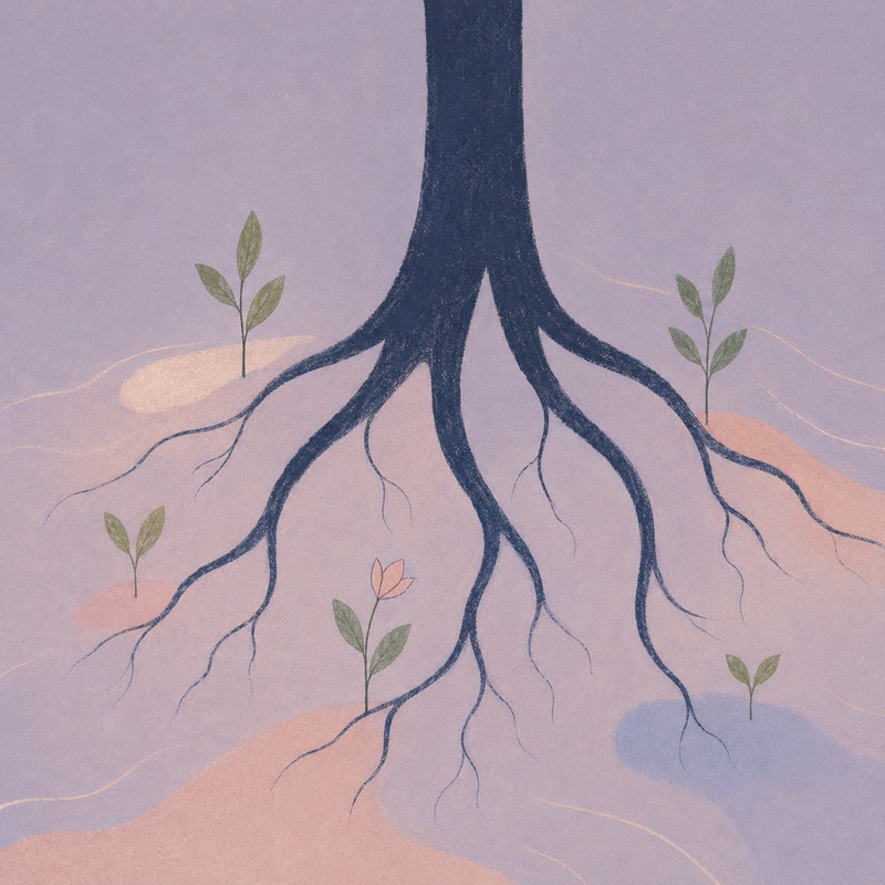 Illustrazione del percorso Radici, mindfulness per genitori, caregiver e docenti